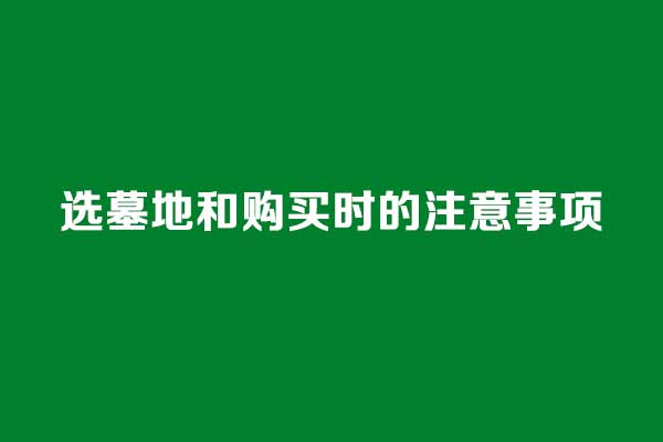 选墓地和购买时的注意事项